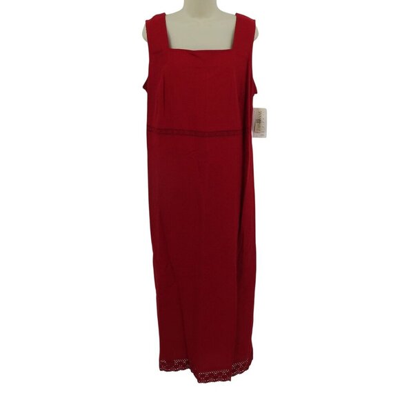 Maggie McNaughton Women Plus Size 2X Red Linen Blend Crochet Long Dress NEW NWT - Picture 1 of 11